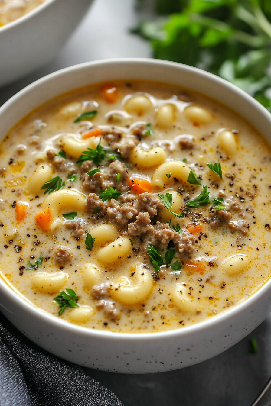 Macaroni Cheeseburger Soup