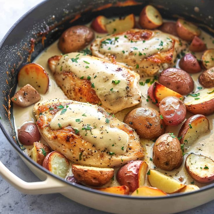 Chicken and Potatoes with Dijon Cream Sauce