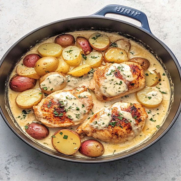 Chicken and Potatoes with Dijon Cream Sauce