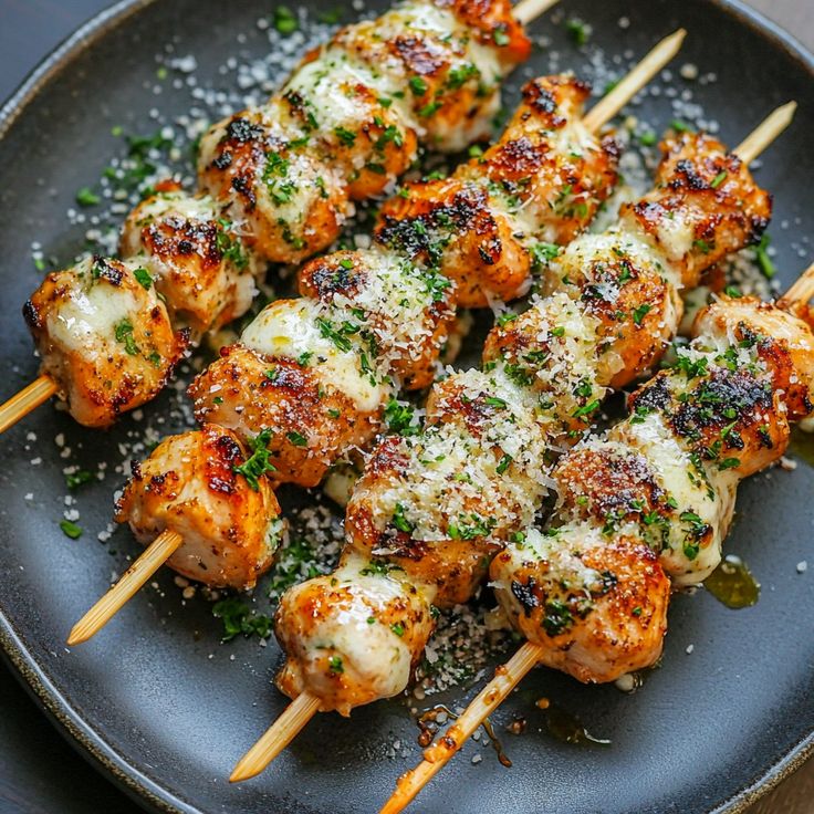 Garlic Parmesan Chicken Skewers 