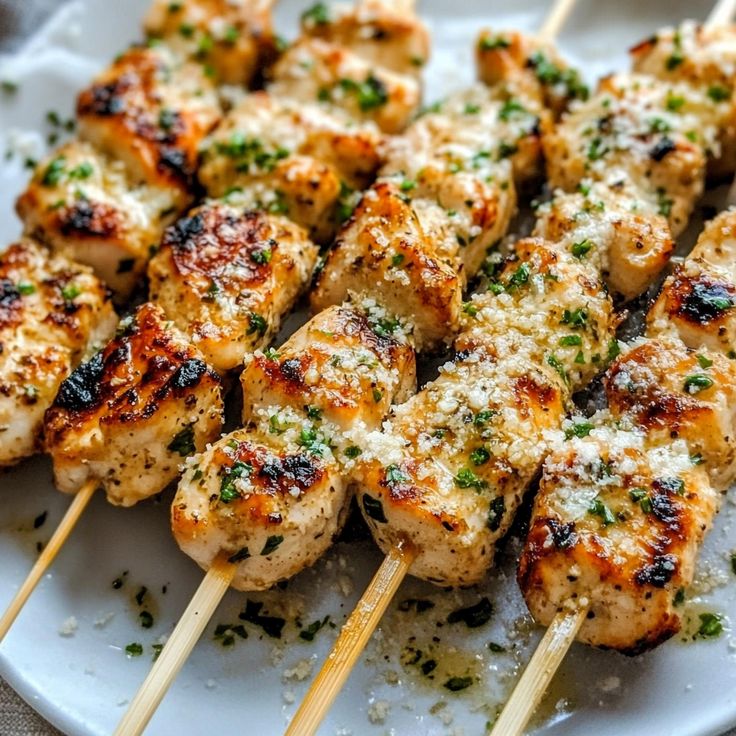 Garlic Parmesan Chicken Skewers 