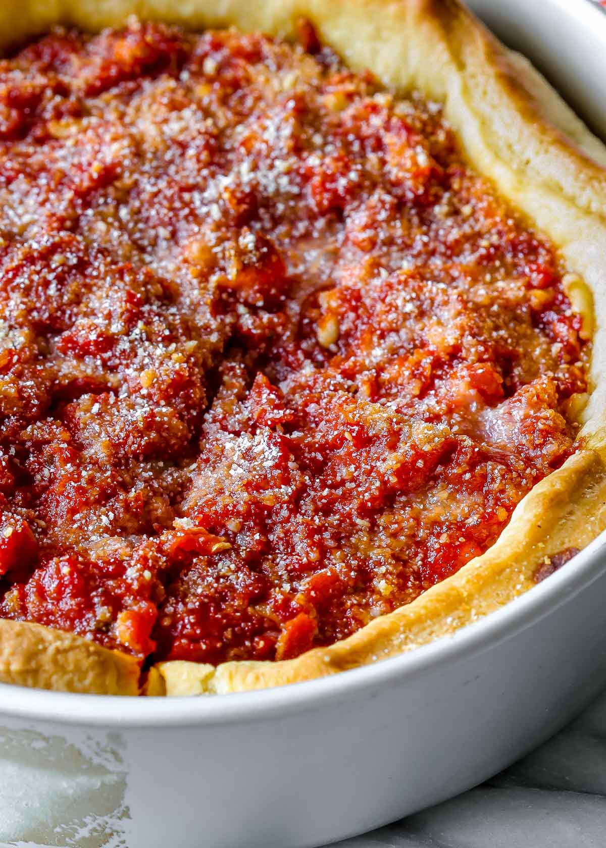 Homemade Chicago Style Deep Dish Pizza