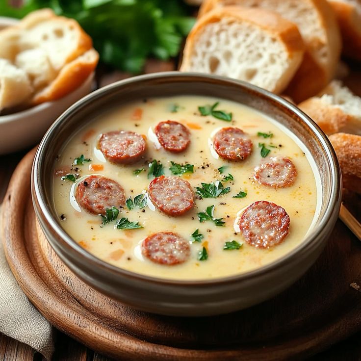 hearty and creamy sausage soup 