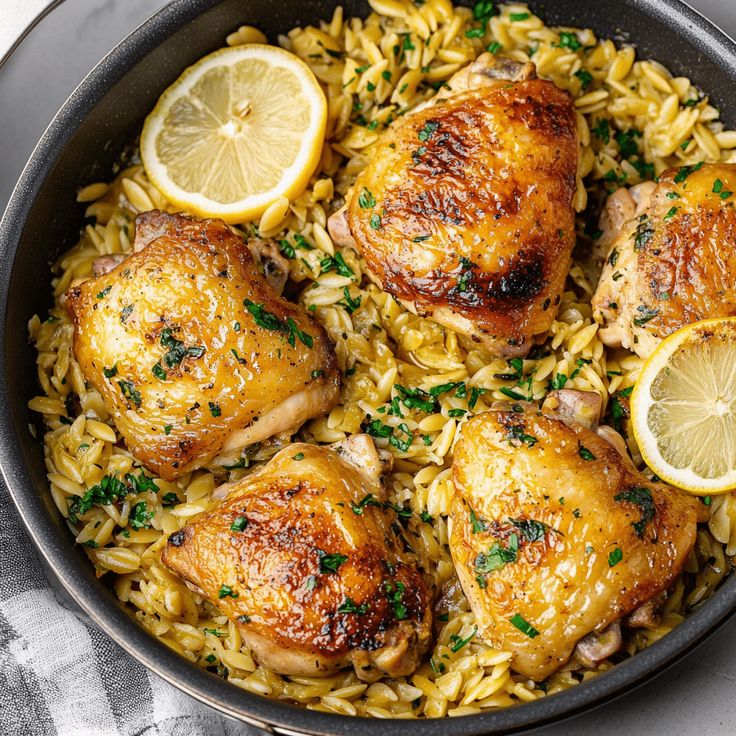 chicken thighs and orzo