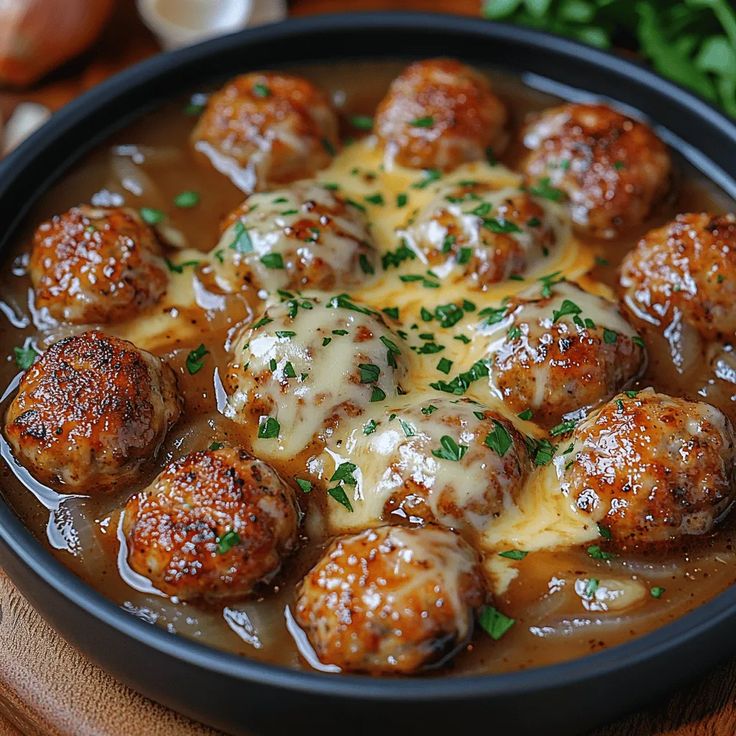 French Onion Meatballs